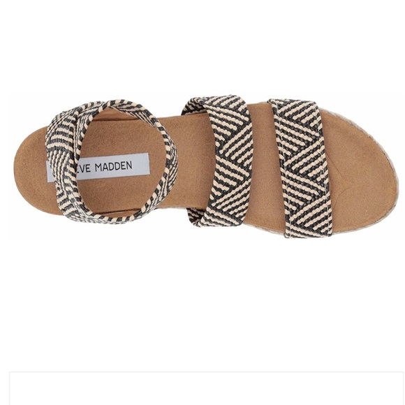 Steve Madden Kimmie Open Toe Casual Espadrille Sandals in tan and black - Picture 4 of 13